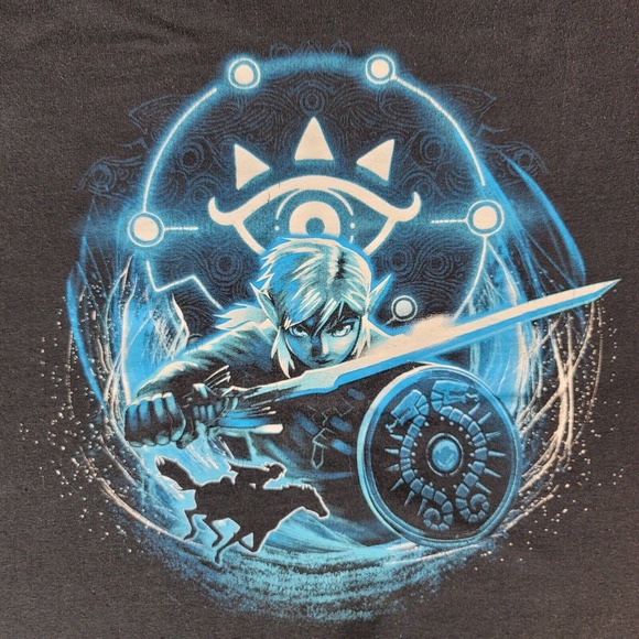 RARE Legend of Zelda Breath of the Wild Sheika Eye Black T-Shirt Medium Nintendo - Picture 3 of 8